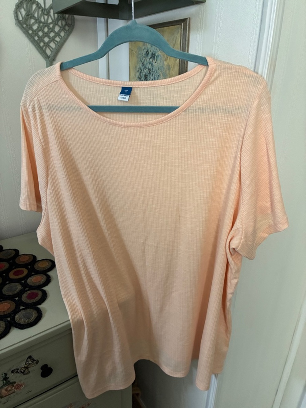 Old Navy Light Peach Ribbed Short Sleeve Tee